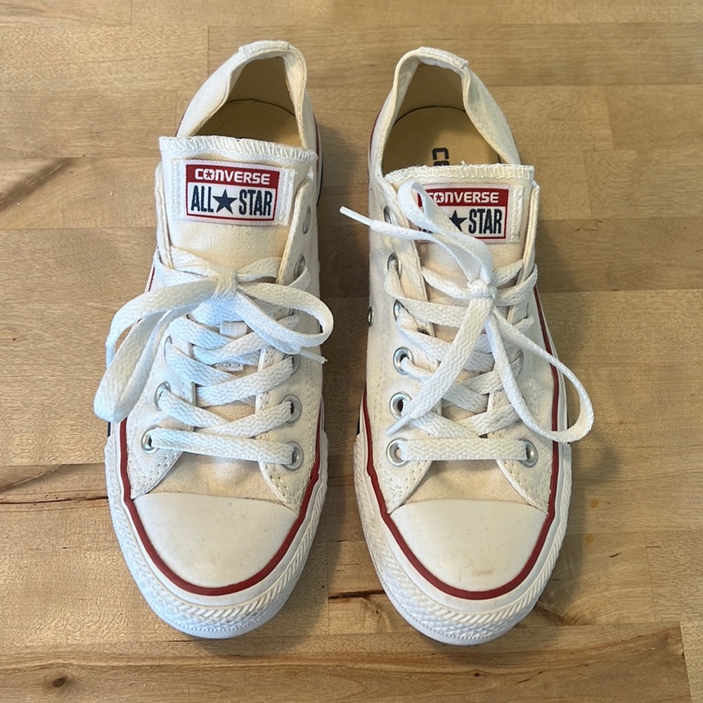 Perfectly worn white converse